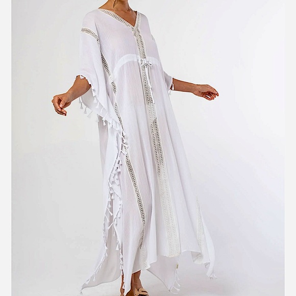 Michael Stars Farrah Caftan Maxi Dress in White - Picture 6 of 16